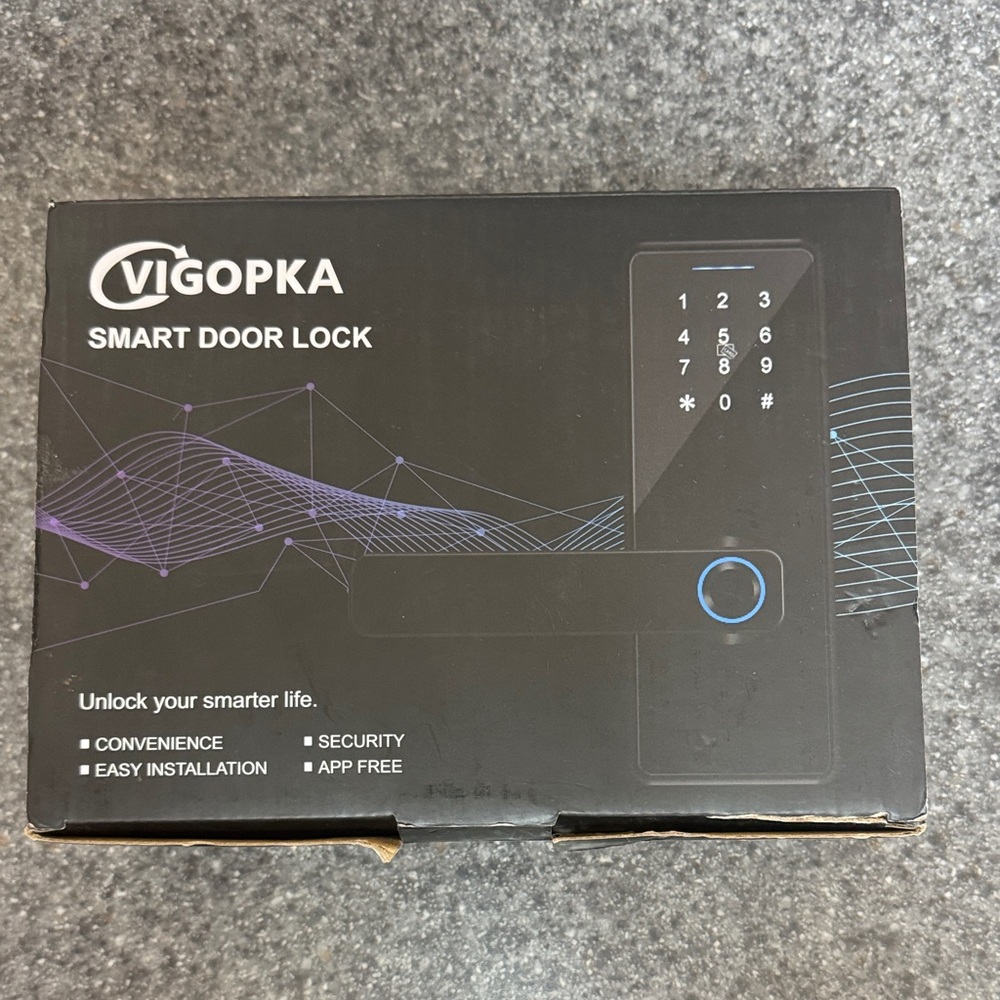 VIGOPKA Smart Door Lock - Black with Blue Accent NIB Never Used